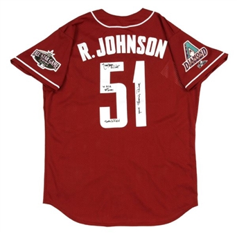2001 Randy Johnson American League All-Star Worn and Signed Batting Practice Jersey (MEARS A-10)
